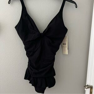 Gottex Elegant Black One-Piece Bathing Swim suit Sz 12 NWT